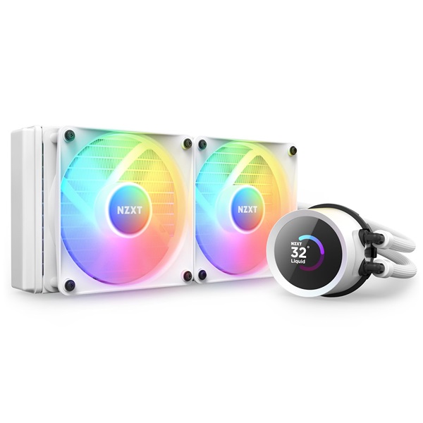 NZXT Kraken 240 240mm 2x120mm AIO RGB LCD fehér vízhűtéses processzor hűtő