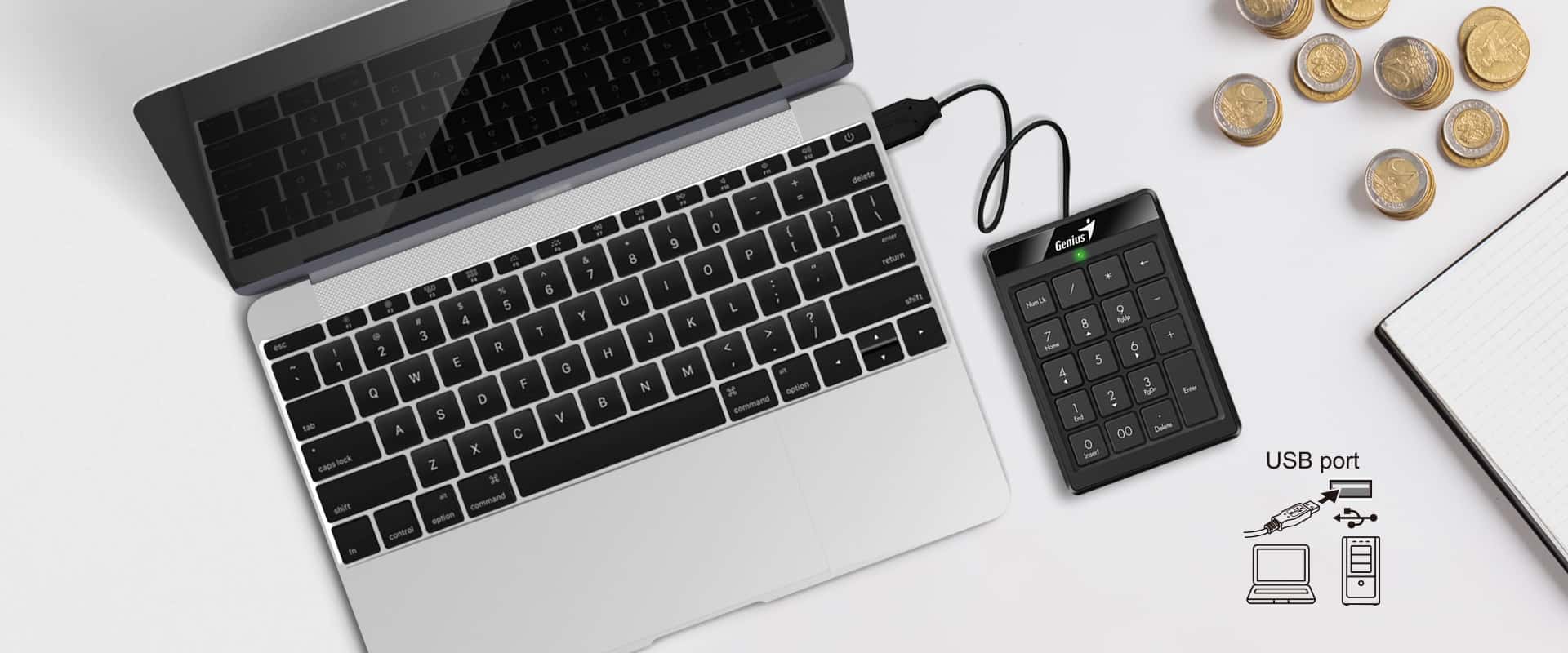 Genius NumPad 110 vékony USB-s numerikus billentyűzet, fekete