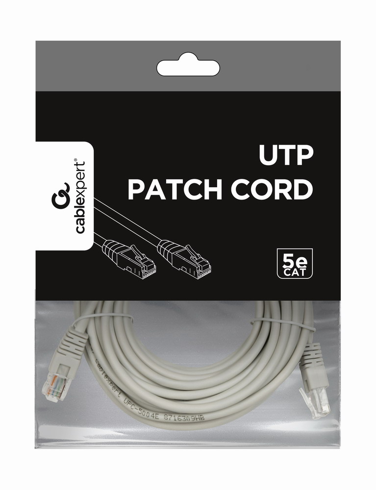 Gembird CAT5e UTP patch kábel, 7,5 m, szürke