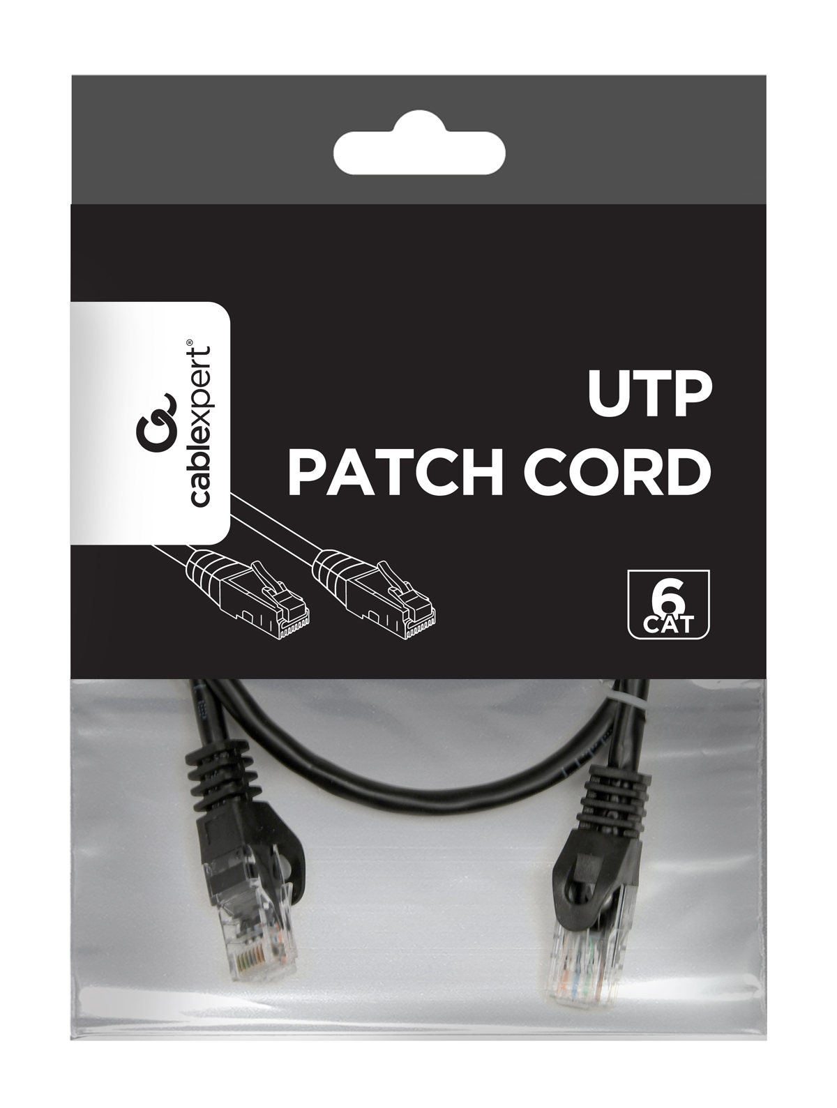Gembird CAT6 UTP patch kábel, 0,5 m, fekete