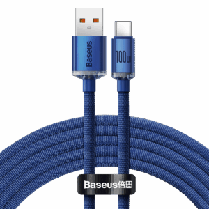 Baseus Crystal Shine USB-A - USB-C kábel, 100 W, 2 m, kék