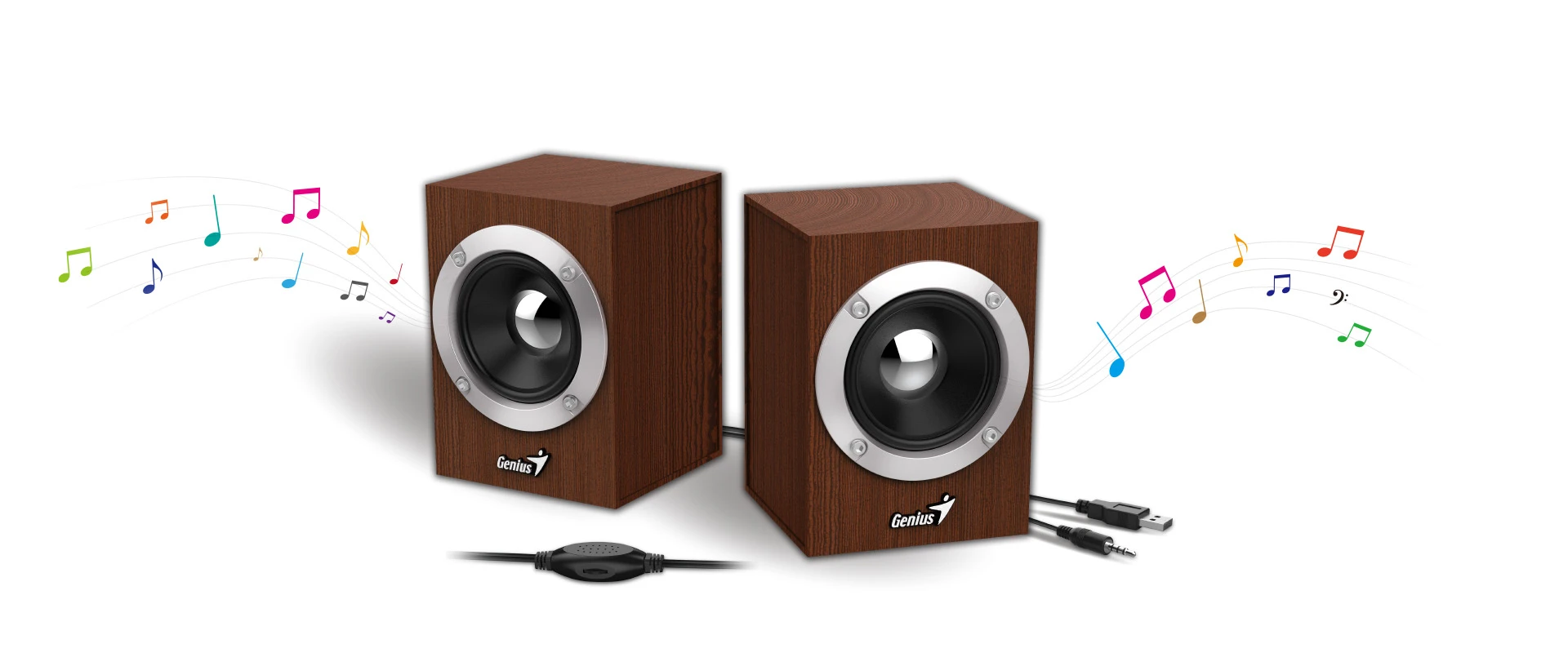 Genius SP-HF280 USB-s 2.0 hangszóró, 6 W, fa hatású
