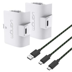 Venom VS2874 Xbox Series X|S/Xbox One magas kapacítású (1100mAh) fehér akkucsomag (2 db) + 3 méter töltőkábel