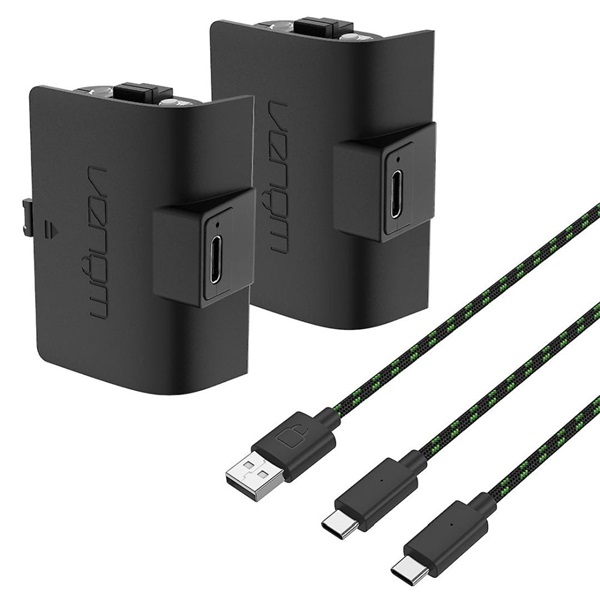 Venom VS2883 Xbox Series X|S magas kapacítású (1100mAh) fekete akkucsomag (2 db) + 3 méter töltőkábel