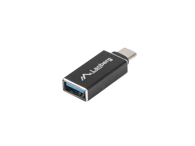 Lanberg USB-C (apa) - USB-A (anya) OTG adapter, USB 3.1, fekete