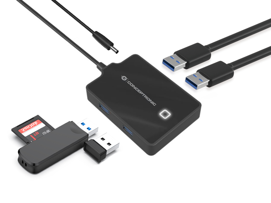 Conceptronic HUBBIES11BP aktív USB 3.0 hub, 4 port, tápegységgel 4