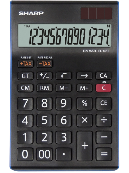 Sharp EL-145T asztali számológép, 14 számjegy, adószámítással, fekete
