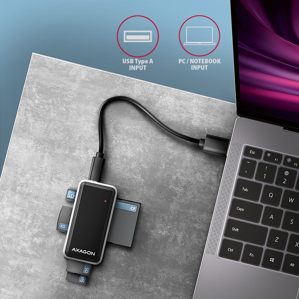 AXAGON CRE-X1 külső USB 2.0 kártyaolvasó, 5 slot, fekete/fehér