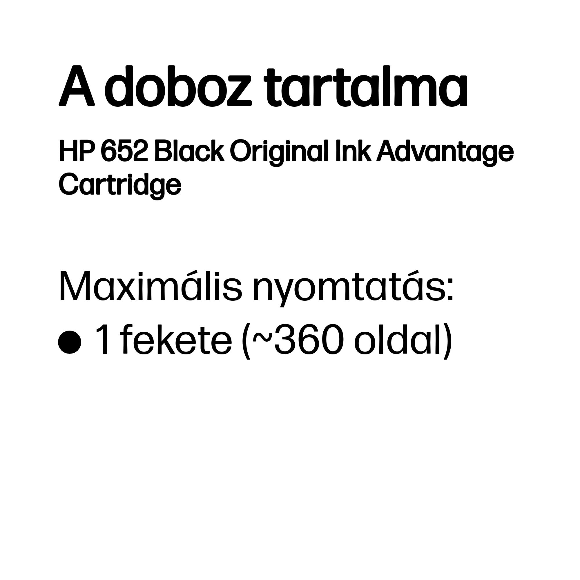 HP 652 eredeti fekete tintapatron (F6V25AE), kb. 360 oldal 3